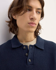 The Cotton Chunky Rib Polo | Navy