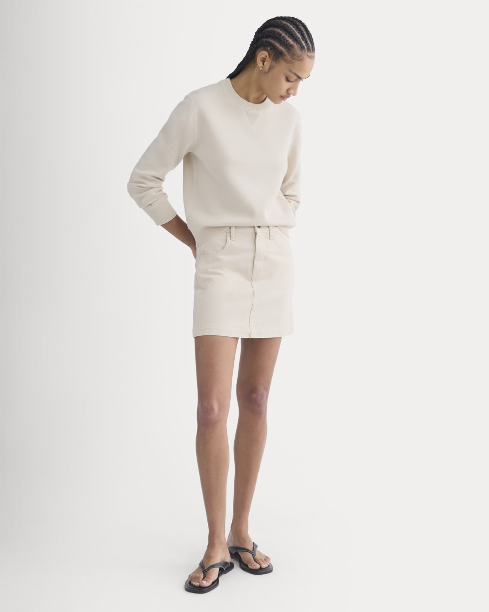 Denim Utility Mini Skirt | Calico Ecru