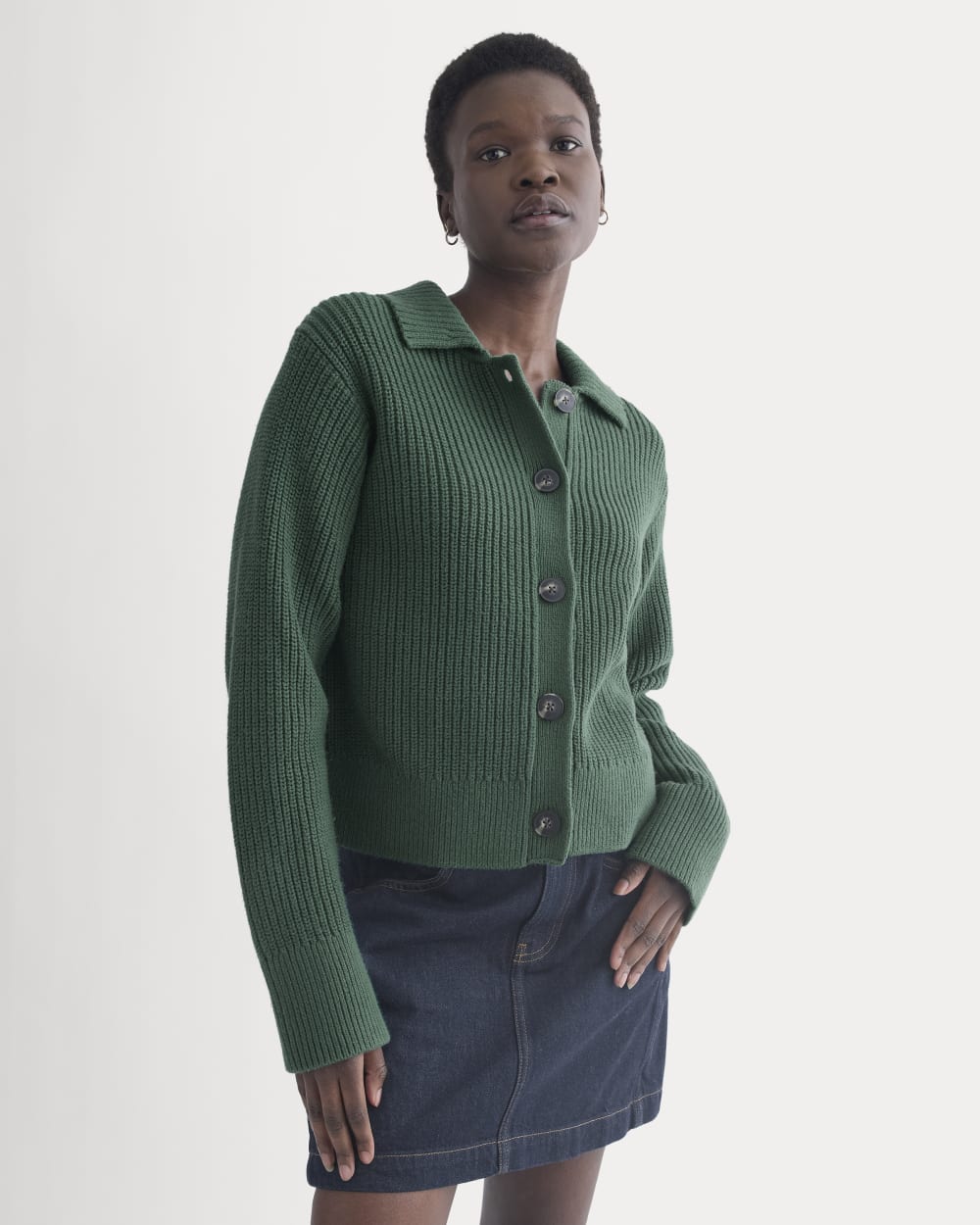 Shrunken Cardigan in Everyday Cotton | Hunter Green