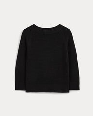 Wide-Neck Crew Sweater in Tape Yarn | Black