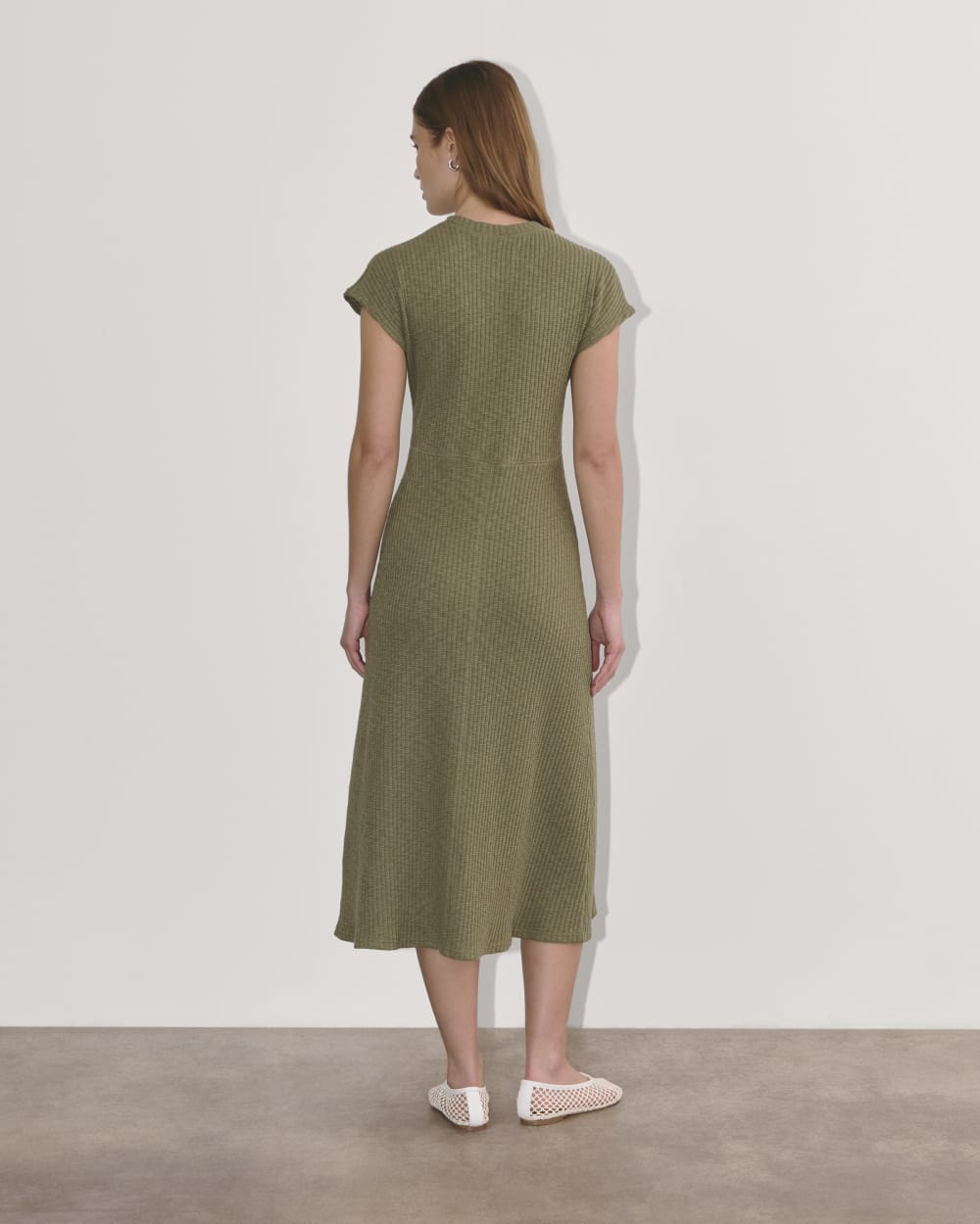 The Rib-Knit Cap-Sleeve Midi Dress | Kalamata