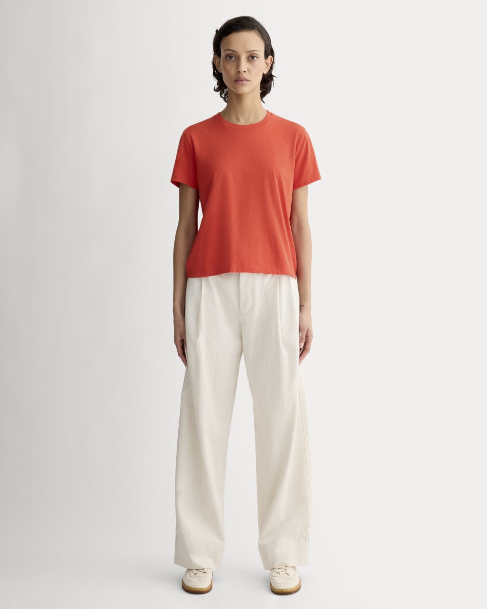 The Box-Cut Tee in Essential Cotton | Poppy Red | No Pocket