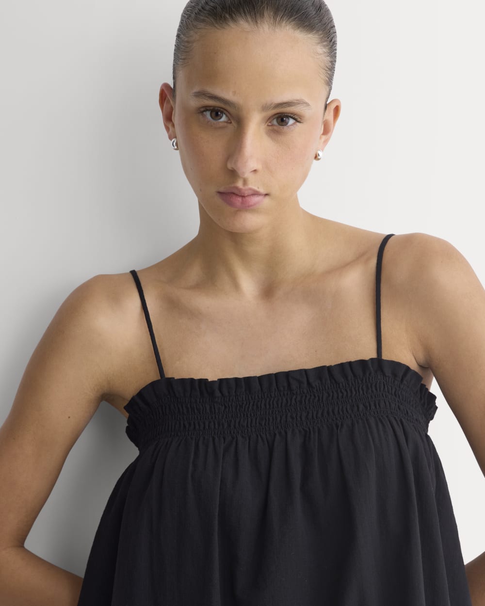 Gauze Smocked Dress | Black