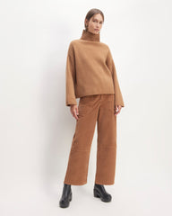 The Felted Merino Funnel-Neck Pullover | Deep Camel