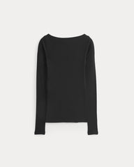 Tissue Boatneck Top | Black