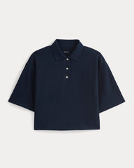 Pique Boxy Polo | Navy