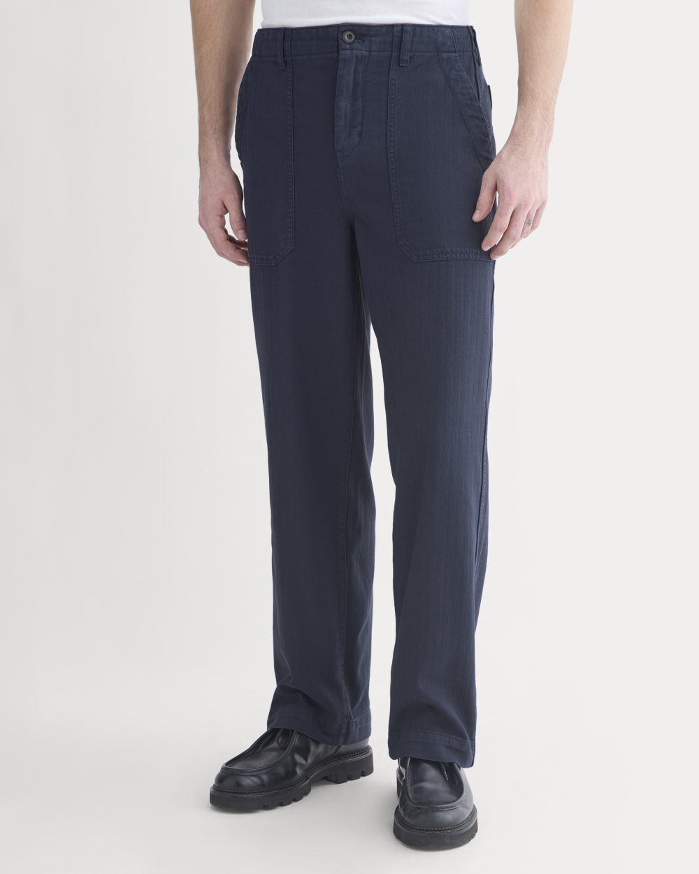 Relaxed Herringbone Fatigue Pants | Deep Navy
