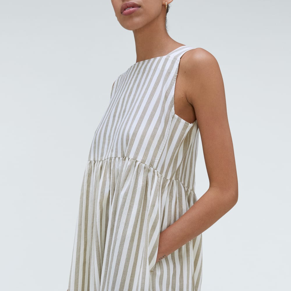 The Seersucker Midi Dress | Nutria / Off-White