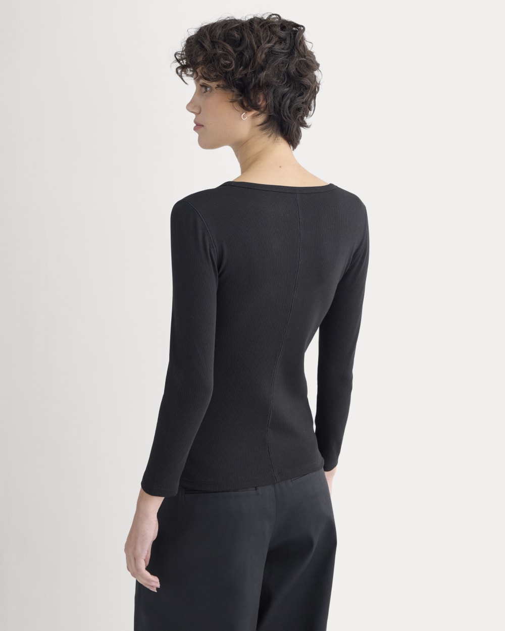 Luxe Rib Deep U-Neck Top | Black