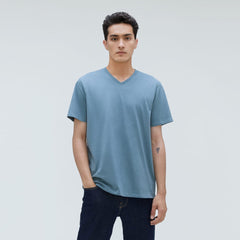The Organic Cotton V-Neck Tee | Greyish Blue