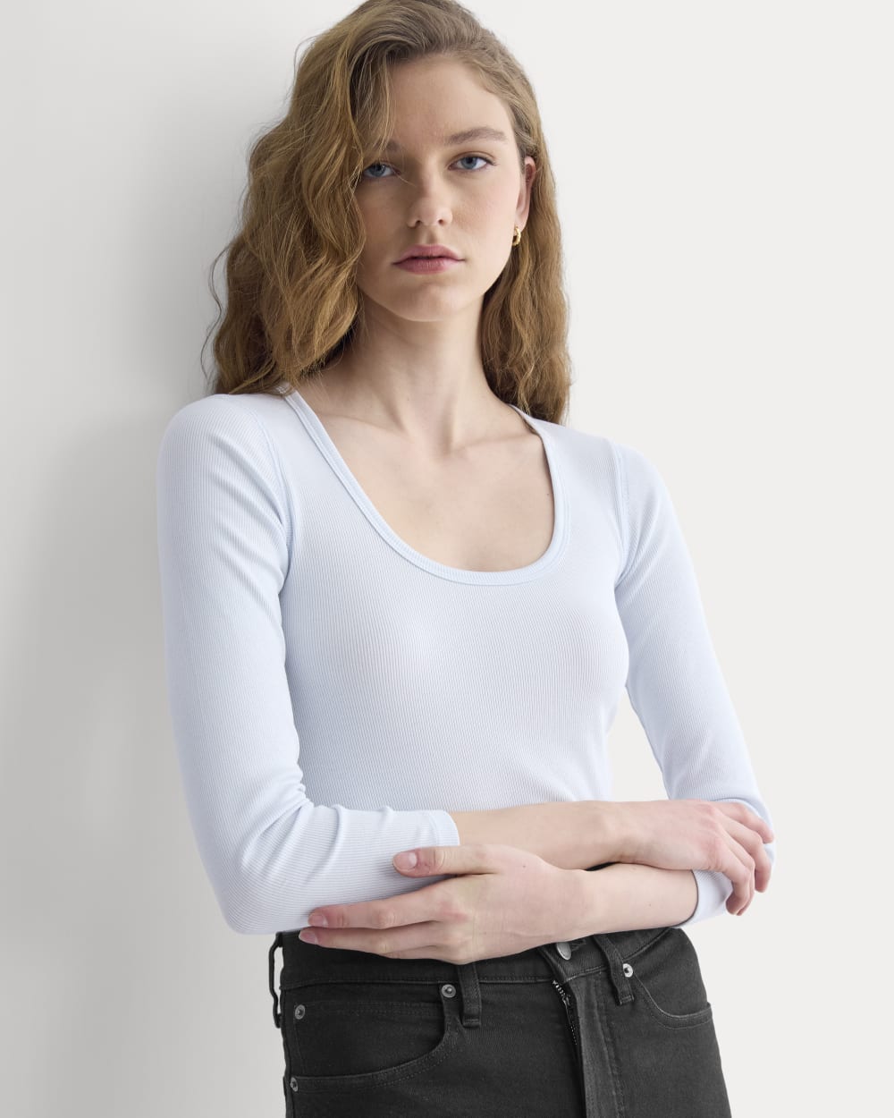 Luxe Rib Deep U-Neck Top | Skywriting