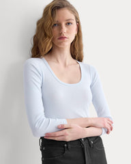 Luxe Rib Deep U-Neck Top | Skywriting
