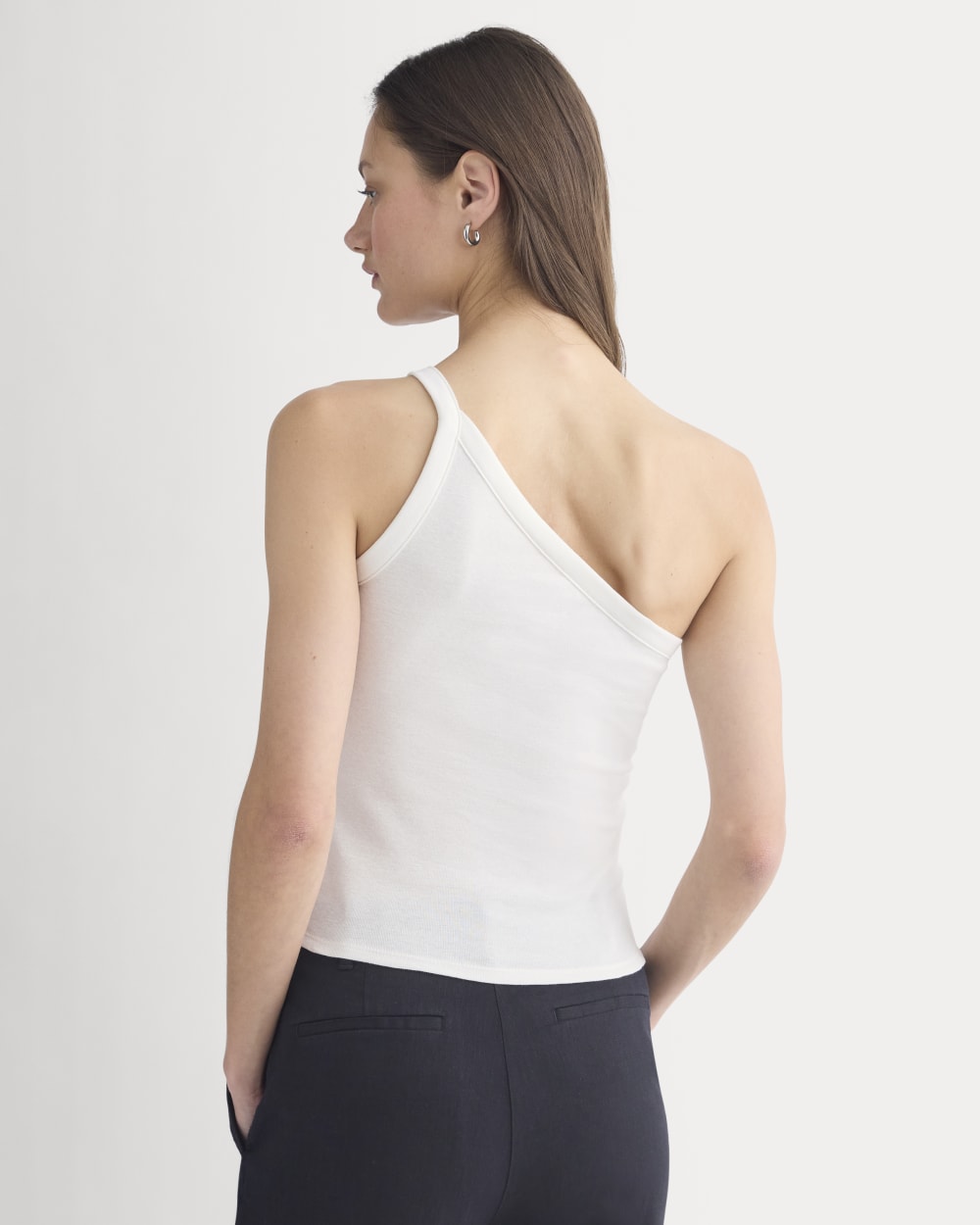 RetroSoft Cotton One-Shoulder Tank | Bone