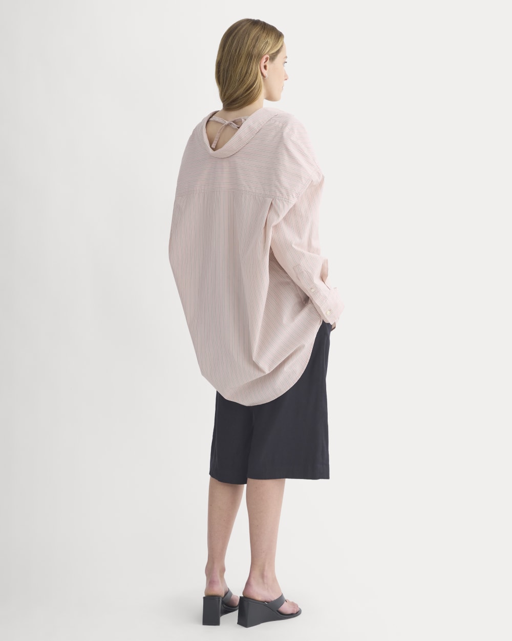 Back-Tie Oversized Shirt in Washed Poplin | Burnished Lilac/Gardenia