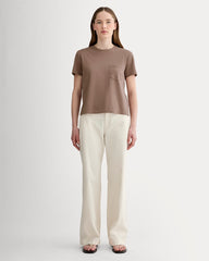 The Box-Cut Tee in Essential Cotton | Mocha | Pocket