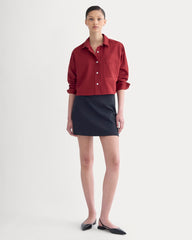 The Way-Short Shirt in Silky Cotton | Merlot