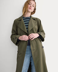 Drapey Twill Trench | Olive Night