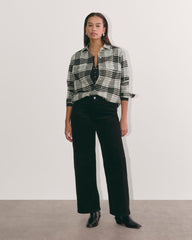 The Boyfriend Shirt in Flannel | Light Heather Oat / Black