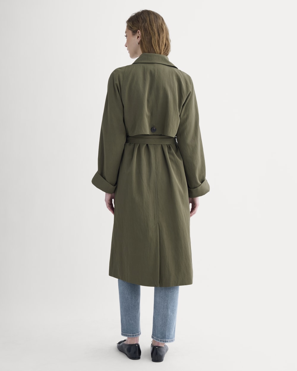 Drapey Twill Trench | Olive Night