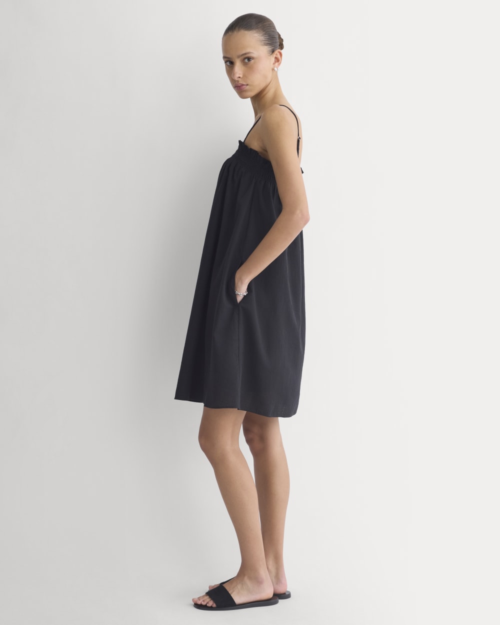 Gauze Smocked Dress | Black