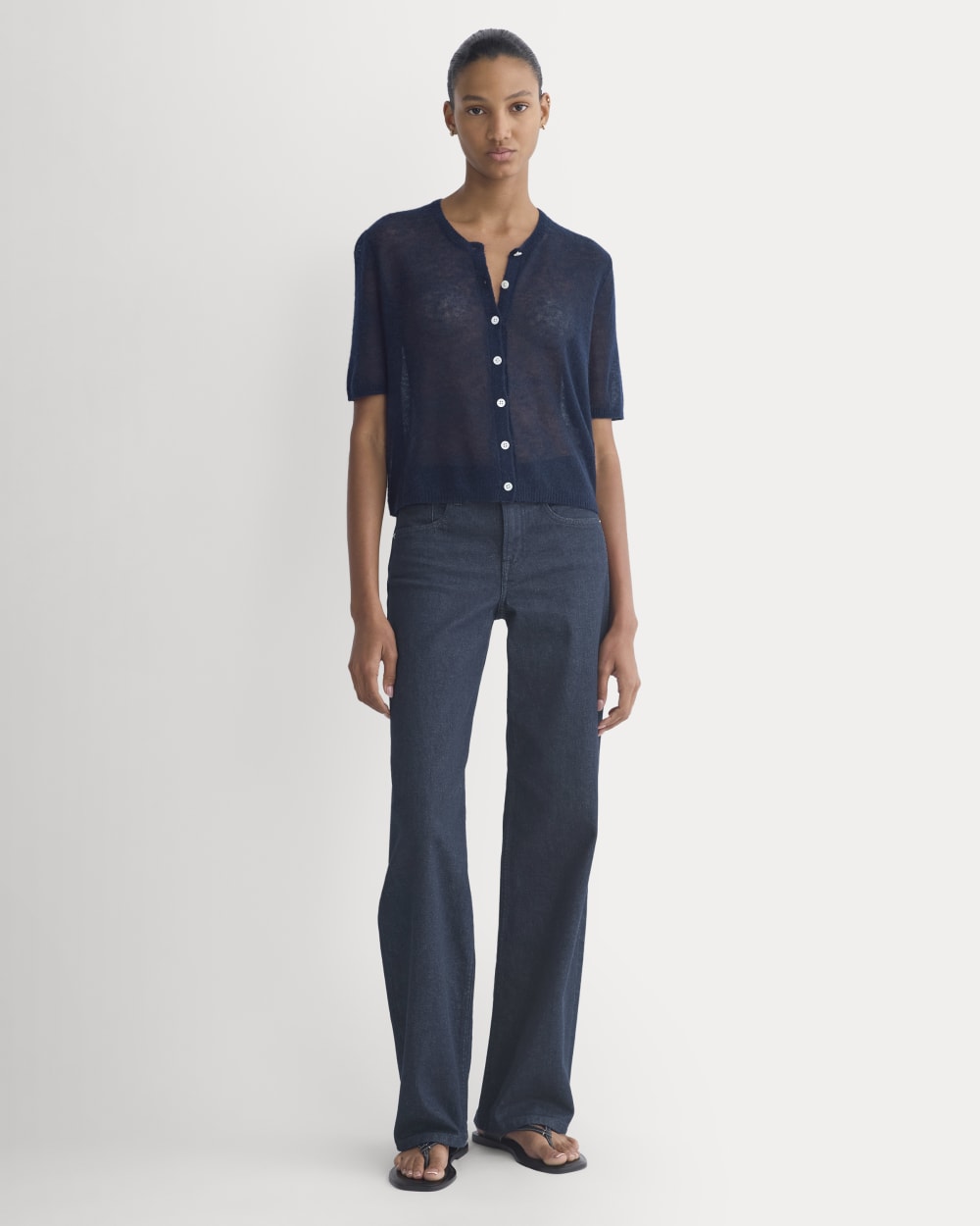 The Air Alpaca™ Short-Sleeve Cardigan | Navy