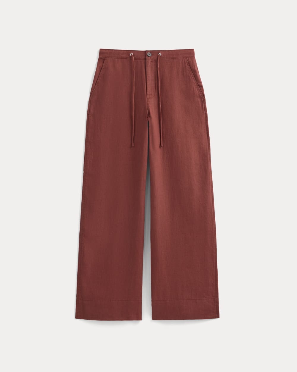 Wide-Leg Drawstring Pant in Linen | Henna Red