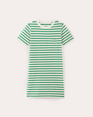 The Organic Cotton Weekend Tee Dress | Bone / Grass Green