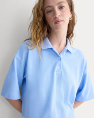 Pique Boxy Polo | Open Air Blue