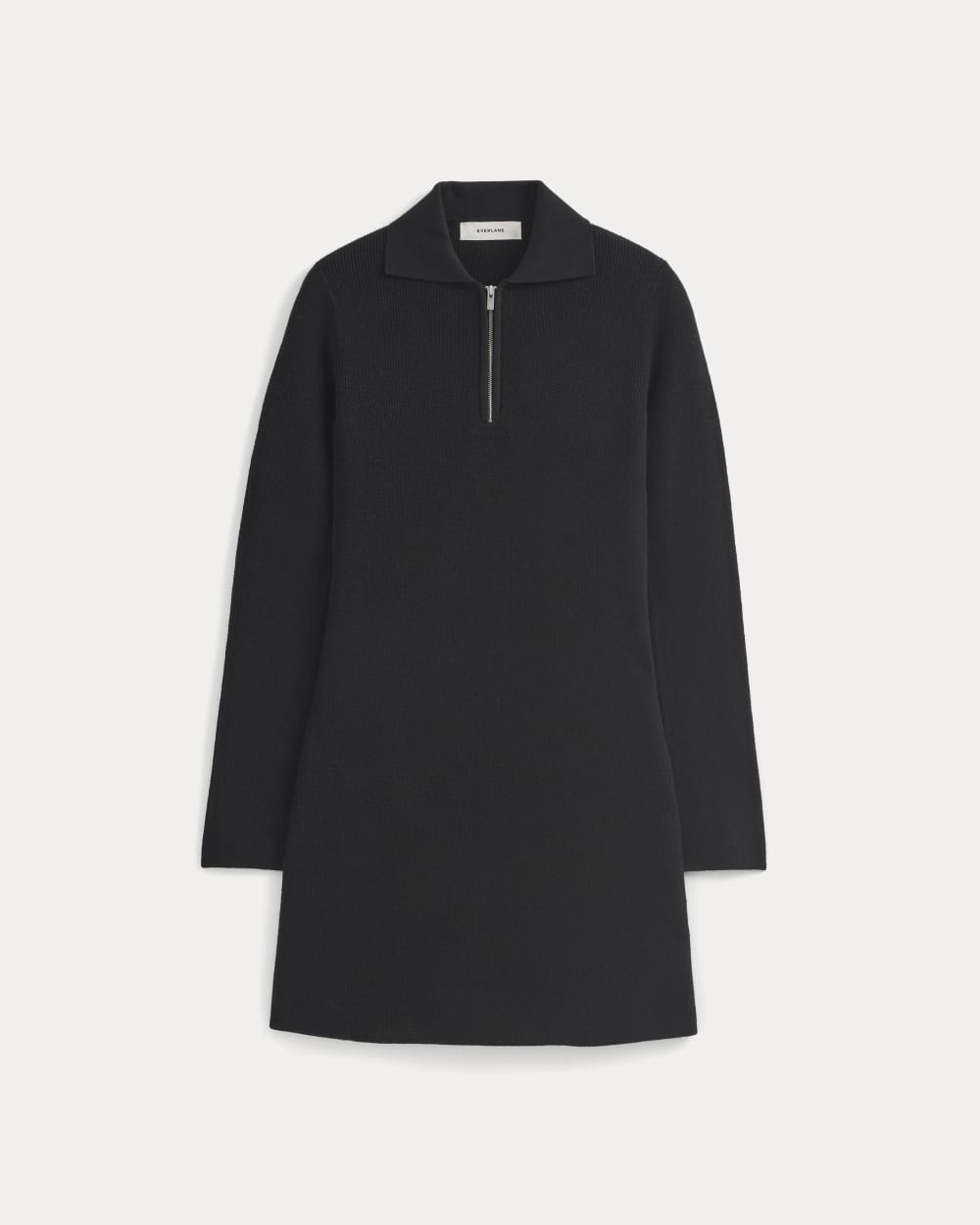 Knit Quarter-Zip Polo Dress | Black