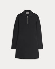 Knit Quarter-Zip Polo Dress | Black