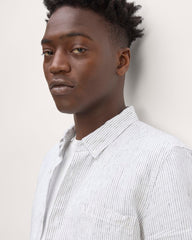 The Classic Short-Sleeve Shirt in Linen | White / Black