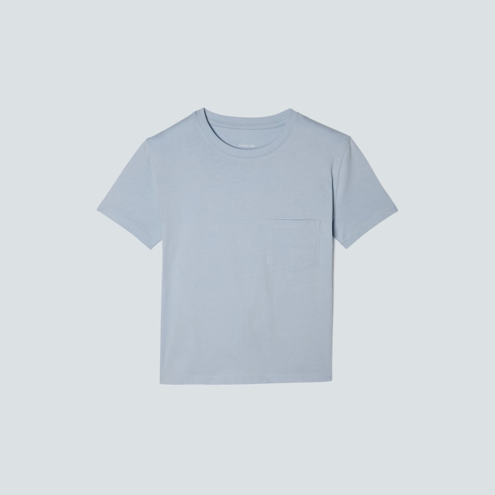The Box-Cut Tee in Essential Cotton | Mist | Pocket