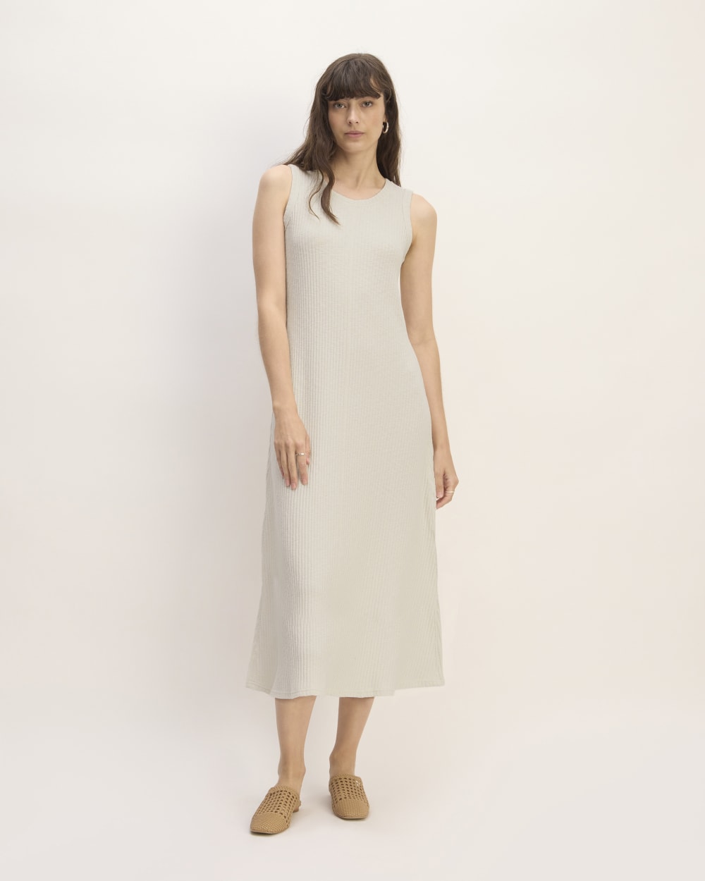 The Rib-Knit A-Line Tank Dress | Bone
