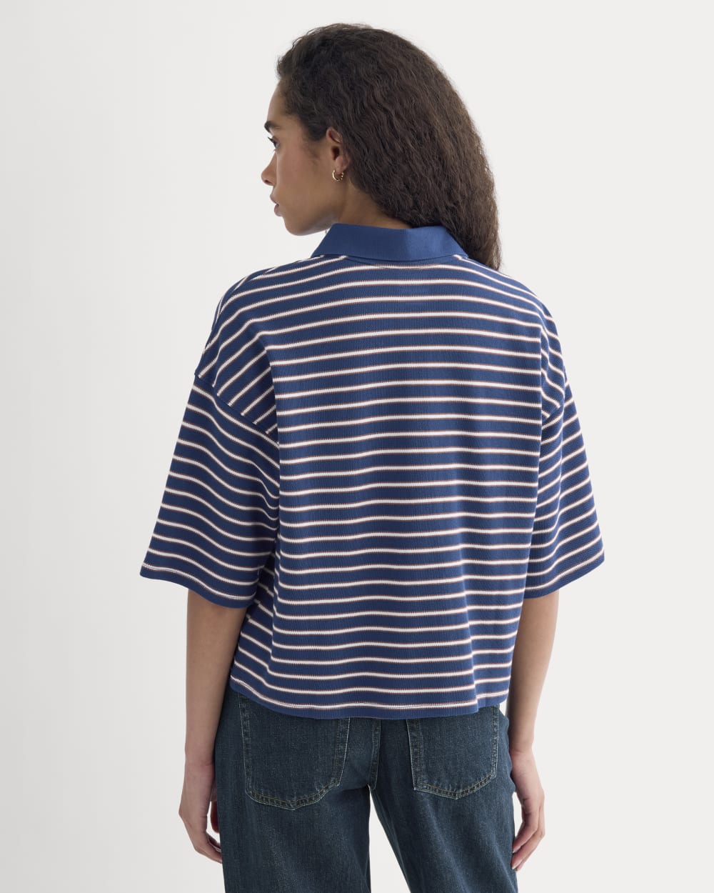 Pique Boxy Polo | Estate Blue/Henna/Gardenia