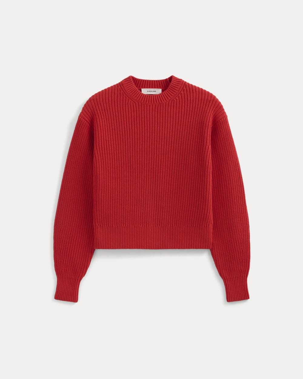 Cropped Ribbed Crew in Everyday Cotton | Fiery Red