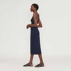 The Ribbed Cotton Cross-Back Dress | Navy