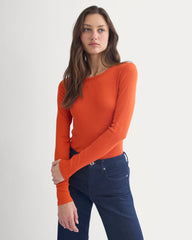 The Luxe Rib Long-Sleeve Crew | Rust