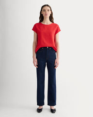 The Muscle Top in Linen | Classic Red