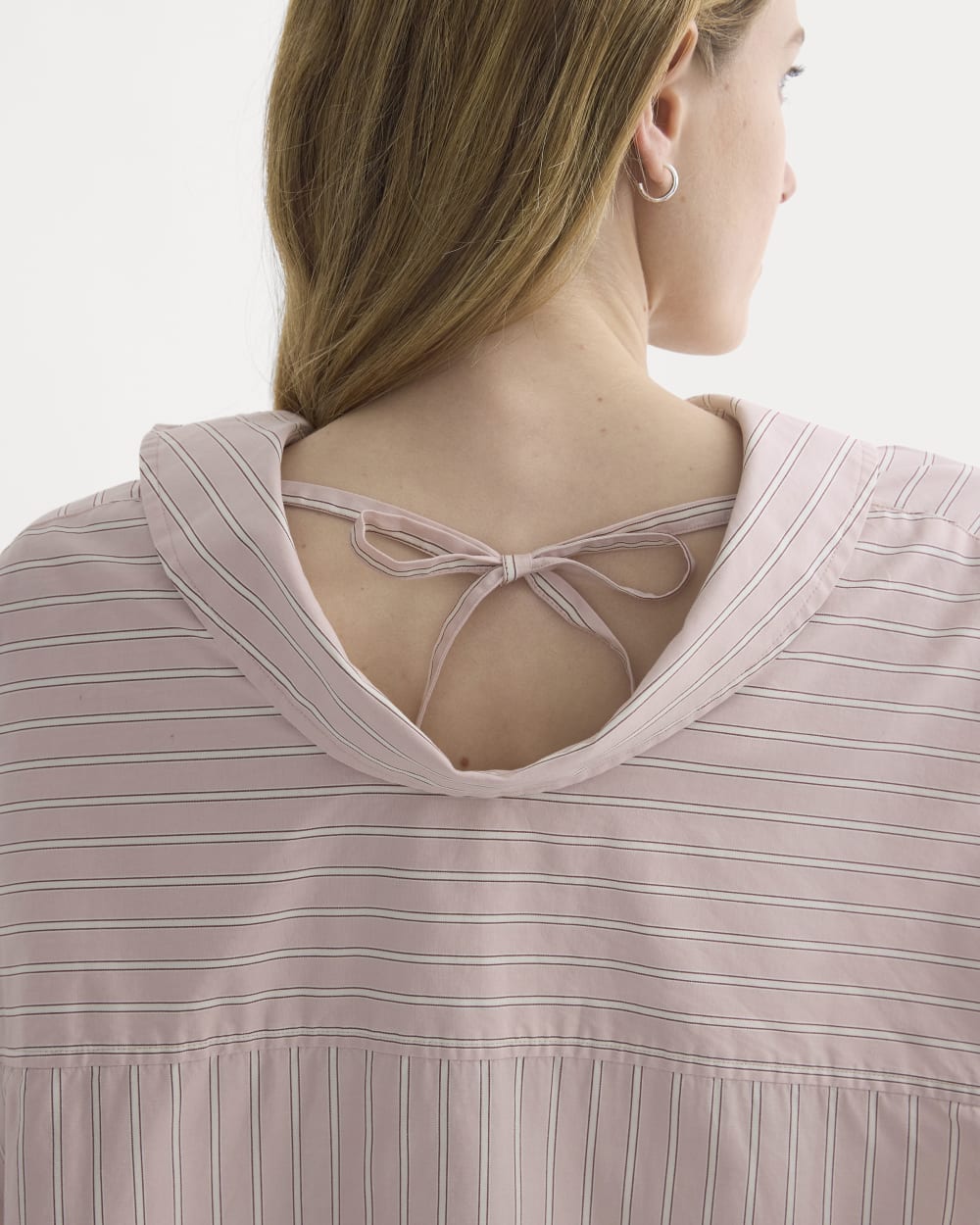 Back-Tie Oversized Shirt in Washed Poplin | Burnished Lilac/Gardenia