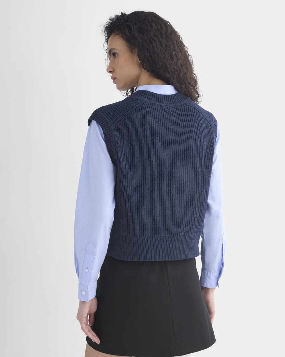 Ribbed V-Neck Vest in Everyday Cotton | Navy
