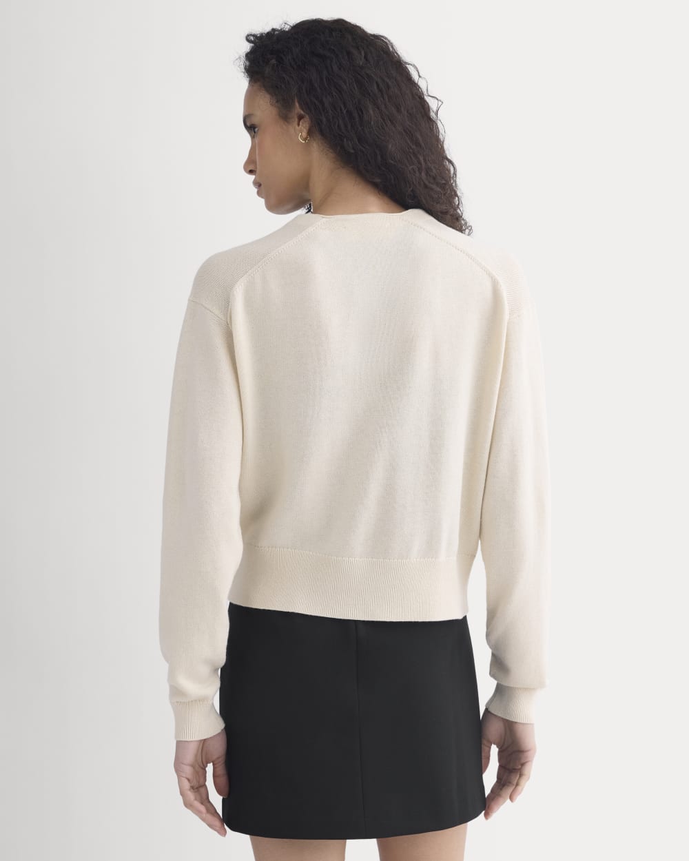 Deep V-Neck Cardigan in Cotton Merino | Canvas