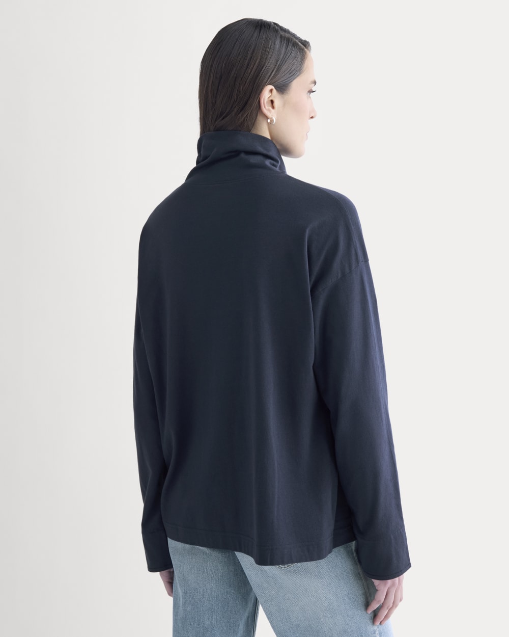 Slouchy Turtleneck In Essential Cotton | Deep Navy