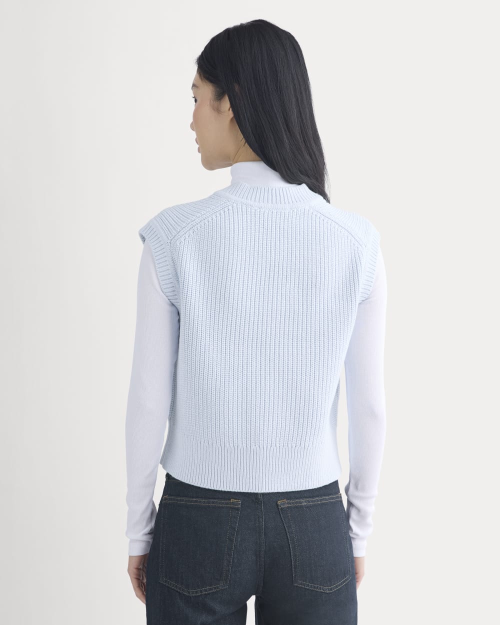 Ribbed V-Neck Vest in Everyday Cotton | Skywriting