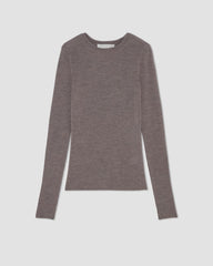 The Long-Sleeve Sweater Tee in Ultrasoft Merino | Heather Cocoa
