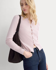 Luxe Rib Button-Up Top | Burnished Lilac