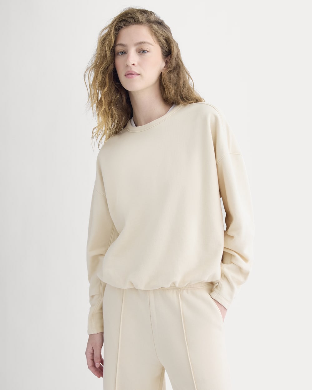 Lightweight Terry Bubble Sweatshirt | Parchment