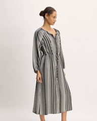 The TENCEL™ Gathered Maxi Dress | Black / Bone