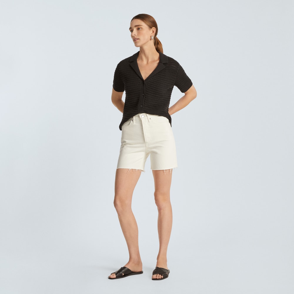 The Crochet Knit Polo | Black
