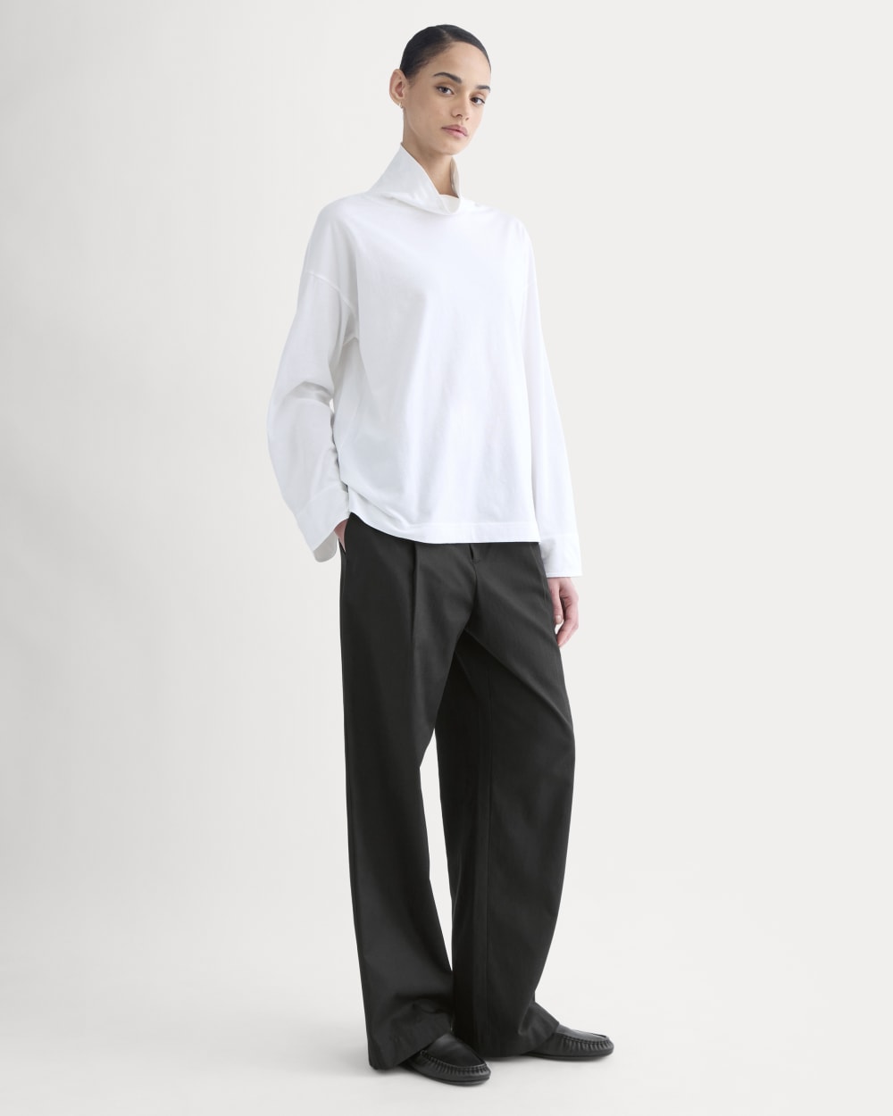 Slouchy Turtleneck In Essential Cotton | White