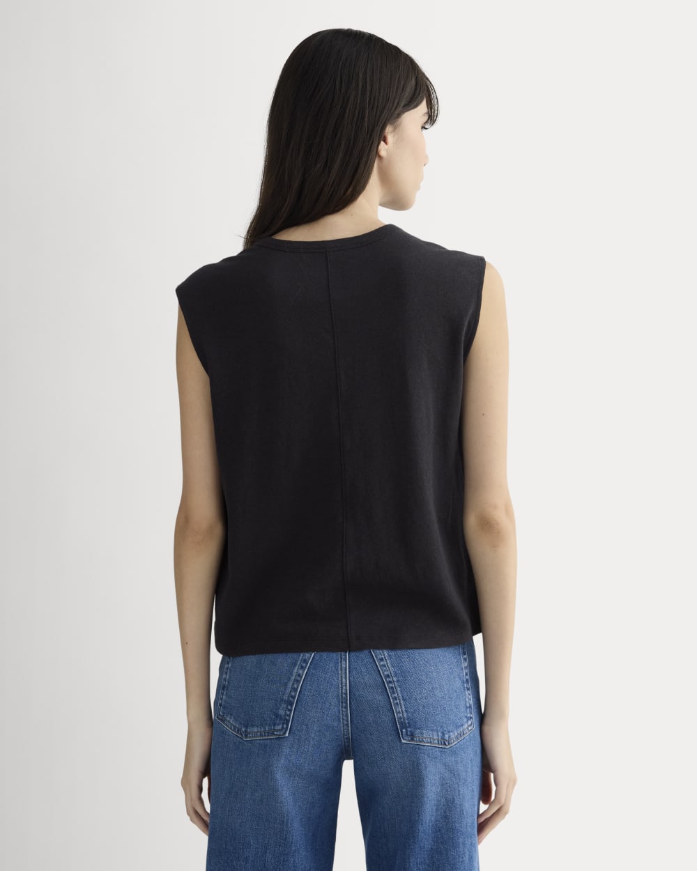 The Muscle Tee in Cotton Linen | Black